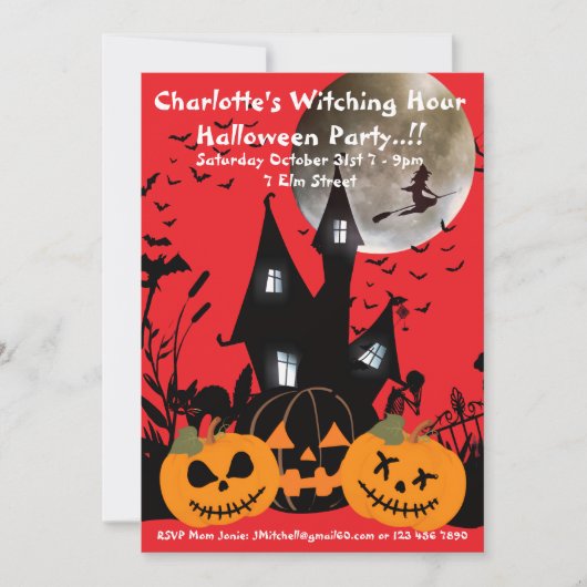 Kinder Witching Hour Halloween Party Kaart (Voorkant)