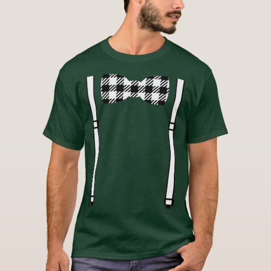 Kinder Witte Buffel Plaid Bow Stropdas en Suspende T-shirt (Voorkant)