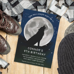 Kinder Wolf Howling van de Moon Wolves Party Kaart