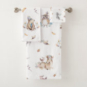 Kinder Woodland Animal Badhanddoek Set Bad Handdoek (Insitu)