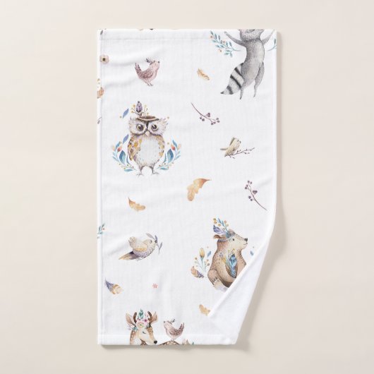 Kinder Woodland Animal Badhanddoek Set Bad Handdoek (Handdoek)