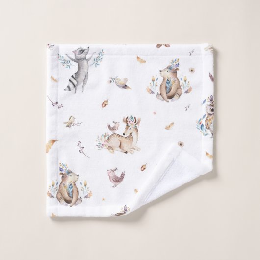 Kinder Woodland Animal Badhanddoek Set Bad Handdoek (Wasdoekje)