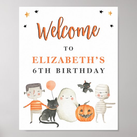 Kinder woordvoerder Halloween Birthday Welkom Poster (Voorkant)