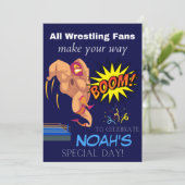 Kinder Wrestling Threadler Party Invitation Kaart (Staand voorkant)