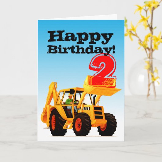 Kinder Yellow Digger 2e verjaardag Kaart (Gele Bloem)