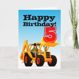 Kinder Yellow Digger 5e verjaardag Kaart
