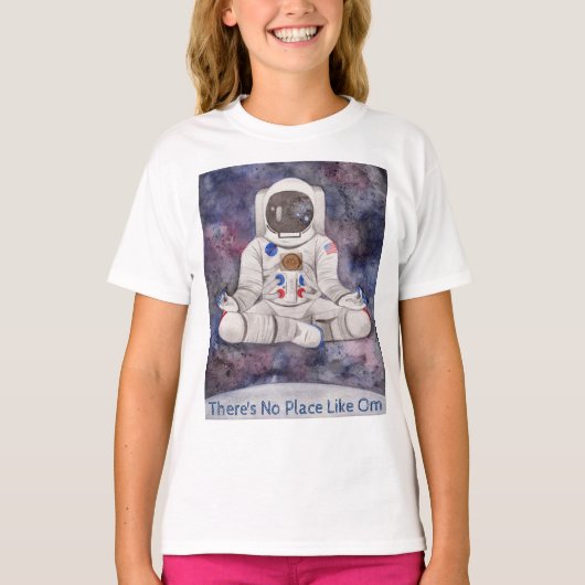 Kinder Yoga Astronaut Geen plek als Om T-shirt (Voorkant)