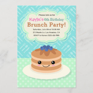 Kinder Yummy Brunch Birthday Party Invitation Kaart