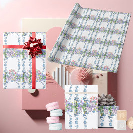 Kinder zacht pastelblauw bloeit ovaal bloemjaar cadeaupapier