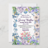 Kinder zacht pastelblauw bloeit ovaal bloemjaar kaart (Voorkant)