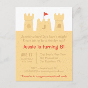 Kinder Zandkastelen Beach Birthday Party Kaart