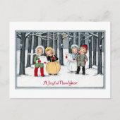 Kinder zang in het nieuwe jaar feestdagenkaart (Voorkant)