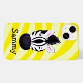 Kinder zebra op gele afdruk met de naam ipad case (Achterkant (horizontaal))