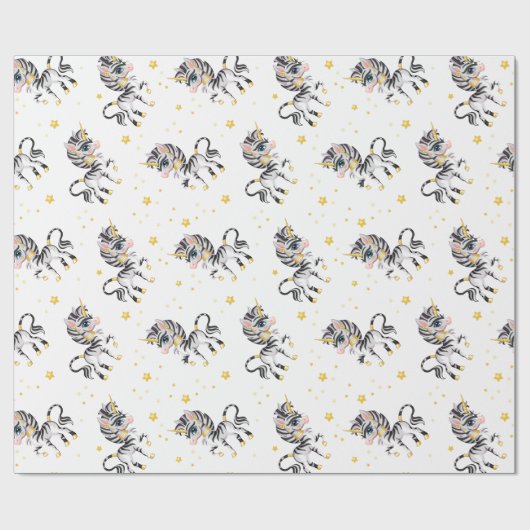 Kinder Zebra Unicorn Cadeaupapier (Vlak)