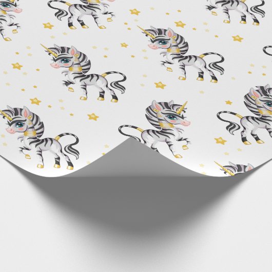 Kinder Zebra Unicorn Cadeaupapier (Hoek)