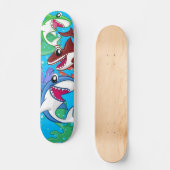 Kinder Zee Life Shark Cartoon Blue Ocean Fish Persoonlijk Skateboard (Voorkant)