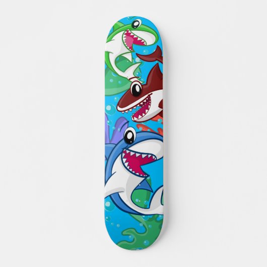 Kinder Zee Life Shark Cartoon Blue Ocean Fish Persoonlijk Skateboard (Voorkant)