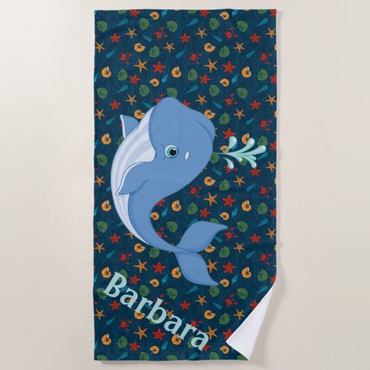 Kinder Zee walvis Strandlaken (Voorkant)