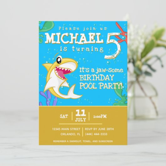 Kinder zeehaai elke dag kaart (Staand voorkant)