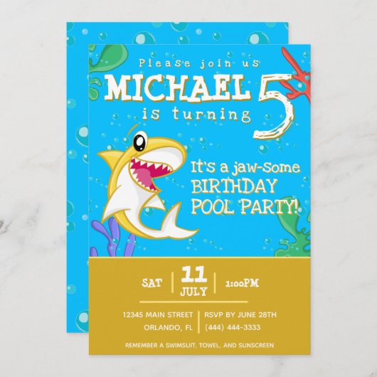 Kinder zeehaai elke dag kaart (Voorkant / Achterkant)