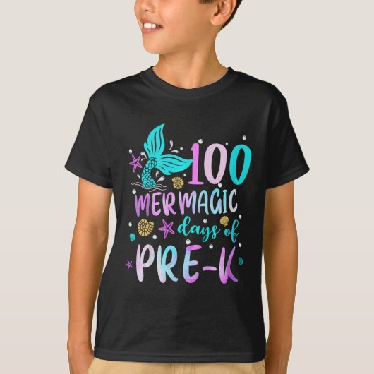 Kinder zeemeermin staart 100 mermagic dagen van pr t-shirt (Voorkant)