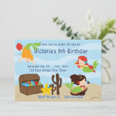 Kinder zeemeerminnende partij kaart (Staand voorkant)