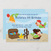 Kinder zeemeerminnende partij kaart (Voorkant / Achterkant)