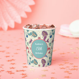 Kinder zeemeerminverjaardag papieren bekers