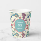 Kinder zeemeerminverjaardag papieren bekers (Voorkant)