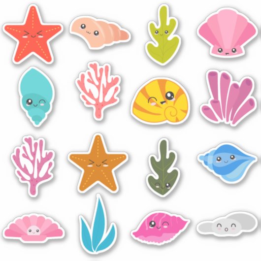 Kinder zeeschelpen sticker (Voorkant)
