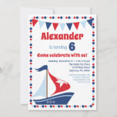 Kinder zeezeilboot Birthday Party Kaart (Voorkant)