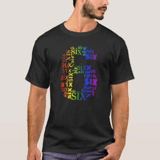 Kinder Zes 6e verjaardag Word Play Coldorful Birth T-shirt