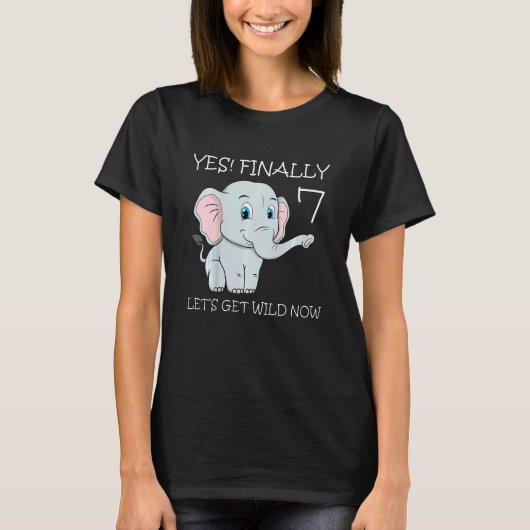 Kinder Zeven 7e Verjaardagsfeestje Cake Olifant Zo T-shirt (Voorkant)