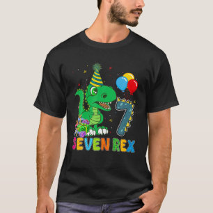 Kinder zeven Rex Birthday 7 jaar oude Funny Dinosa T-shirt