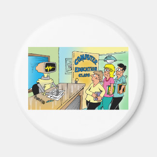 Kinder zie robotleraar in computerles magneet