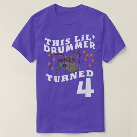 Kinder zijn Lil Drummer woonde vier jaar oud Kinde T-shirt (Design voorkant)