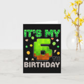 Kinder zijn mijn 6e verjaardag Boy Gaming Pixel Ga Kaart (Gele Bloem)