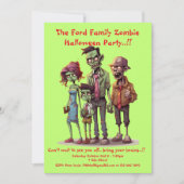 Kinder Zombie Familie Halloween Party Kaart (Voorkant)