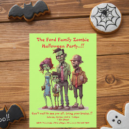 Kinder Zombie Familie Halloween Party Kaart
