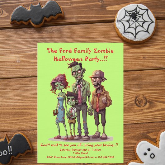 Kinder Zombie Familie Halloween Party Kaart