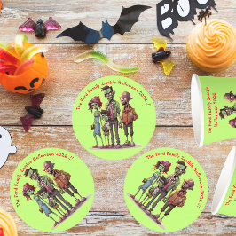 Kinder Zombie Familie Halloween Party Ronde Kartonnen Onderzetter