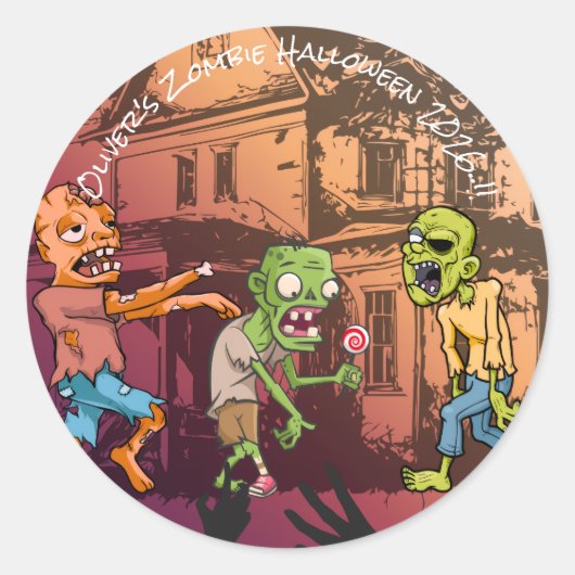 Kinder Zombie Halloween Party Ronde Sticker (Voorkant)
