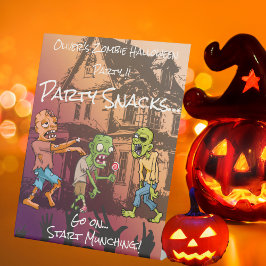 Kinder Zombie Halloween Party Snacks Reclamebord Met Voetstuk