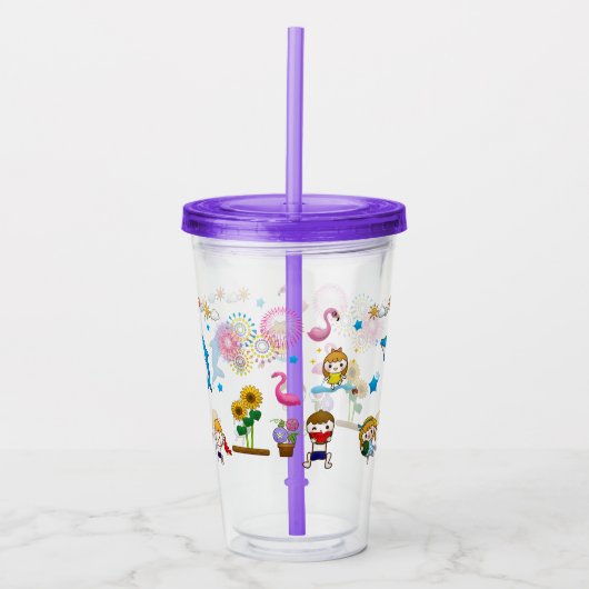 Kinder zomer acryl drinkbeker (Voorkant)