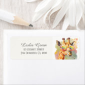 Kinder Zomer Waterverf Giraffe Zonnebril Etiket (Insitu)