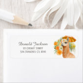 Kinder Zomer Waterverf Llama met Paraplu Etiket (Insitu)