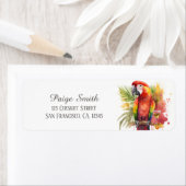 Kinder Zomer Waterverf Parrot Retouradres Etiket (Insitu)