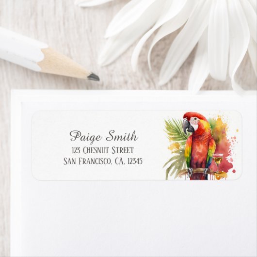 Kinder Zomer Waterverf Parrot Retouradres Etiket (Insitu)