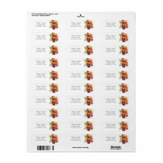 Kinder Zomer Waterverf Parrot Retouradres Etiket (Full Sheet)