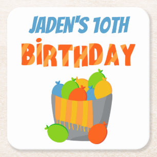 Kinder zomerdag in de waterballonpool kartonnen onderzetters